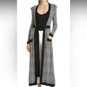 NWT L’AGENCE Adeline Long Cardigan duster Black Ivory Size:S